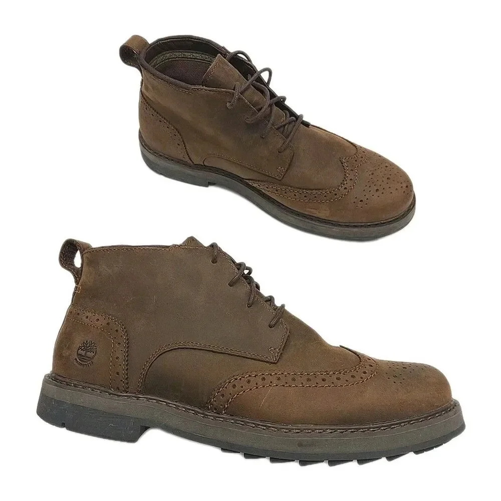 Timberland Boots Ankle Squall Canyon Wing Tip Chukka Men Sz 10 Brown Waterproof